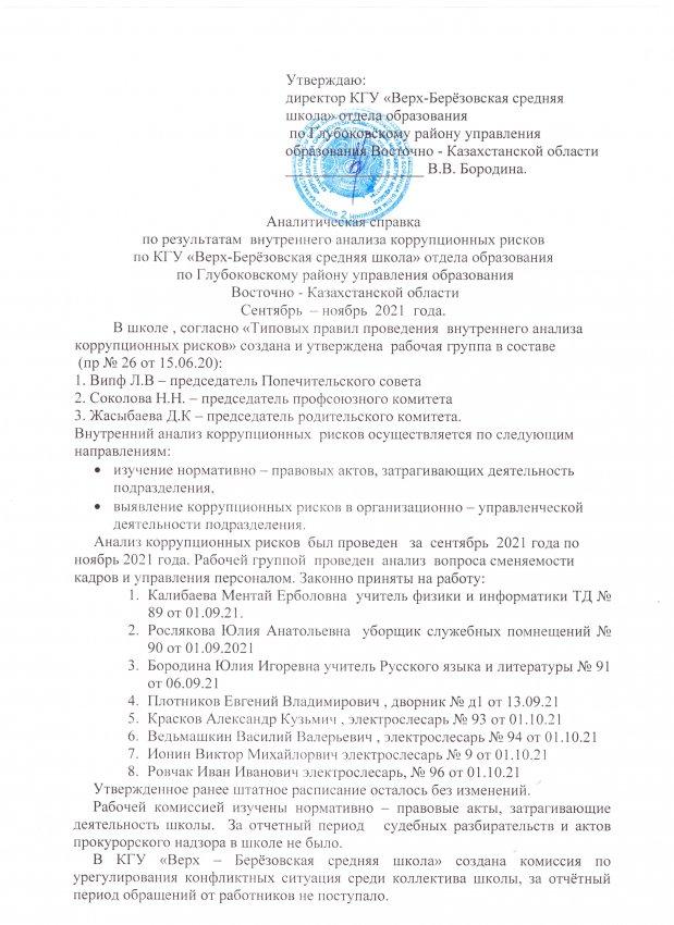 Внутренний анализ коррупционных рисков